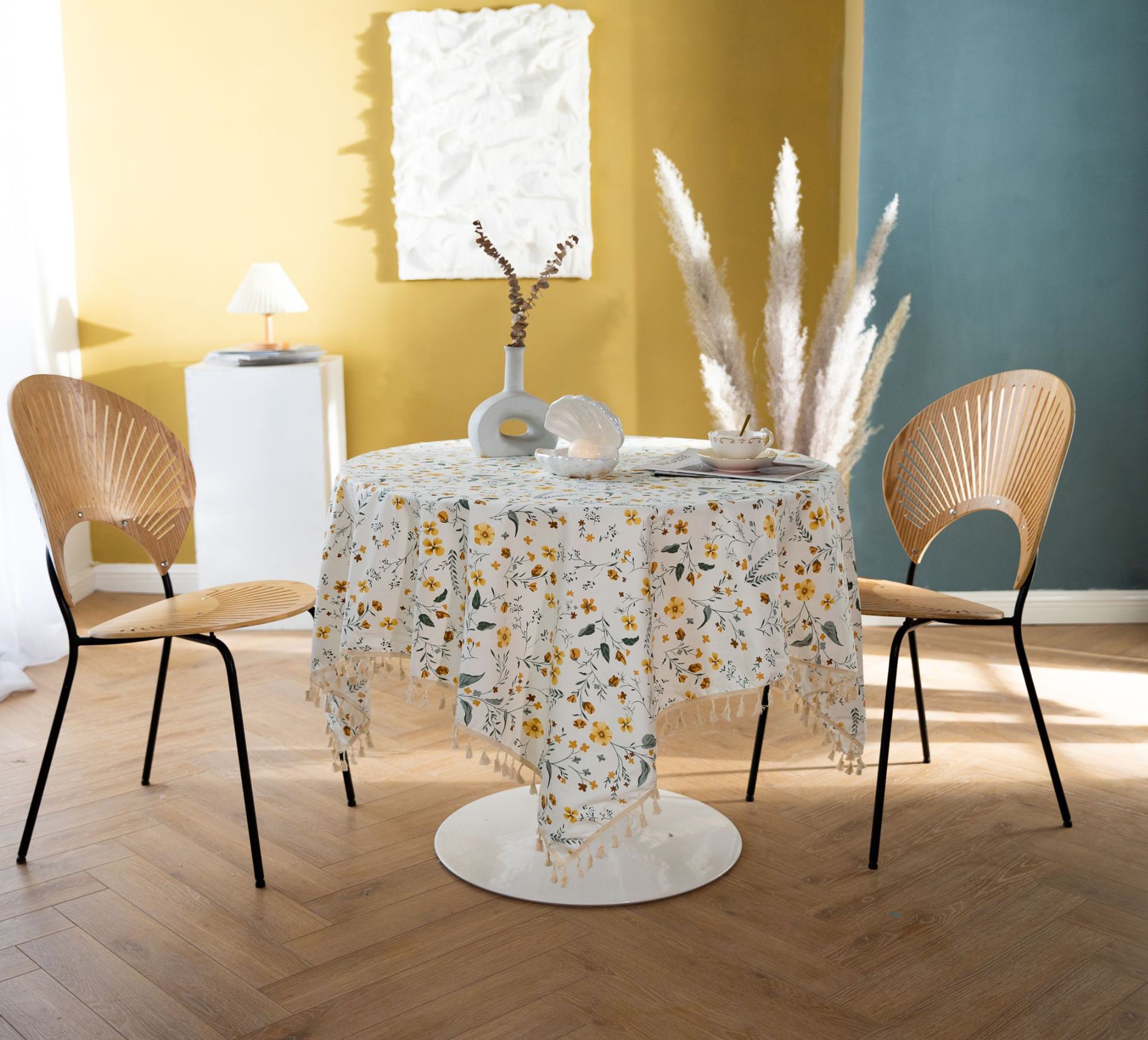 Pure cotton cross-border artistic Nordic Japanese tassel tablecloth, Japanese printed cover cloth, Korean floral rectangular tablecloth pic 12