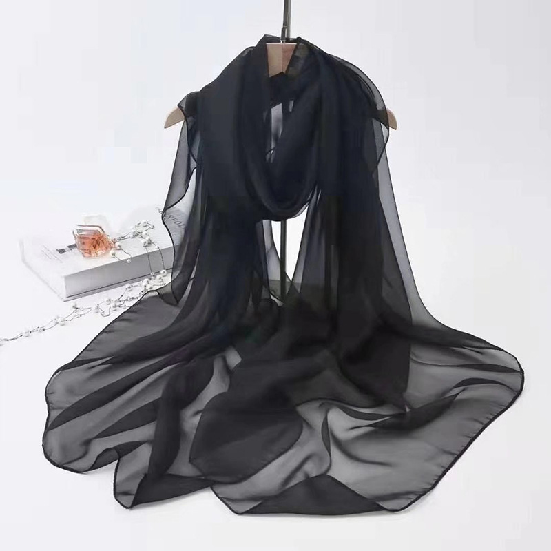 丝巾女士春夏优柔纱沙滩巾防晒披肩薄款纱巾纯色长款两用围巾详情12