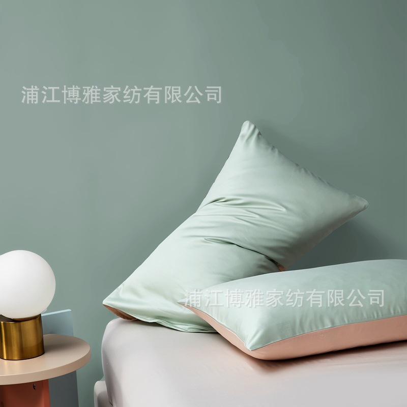 New Product 2022 Light Luxury Pair Pillowcase, 60-count long-staple cotton AB panel design, double-piece universal pillowcase wholesale pic 11
