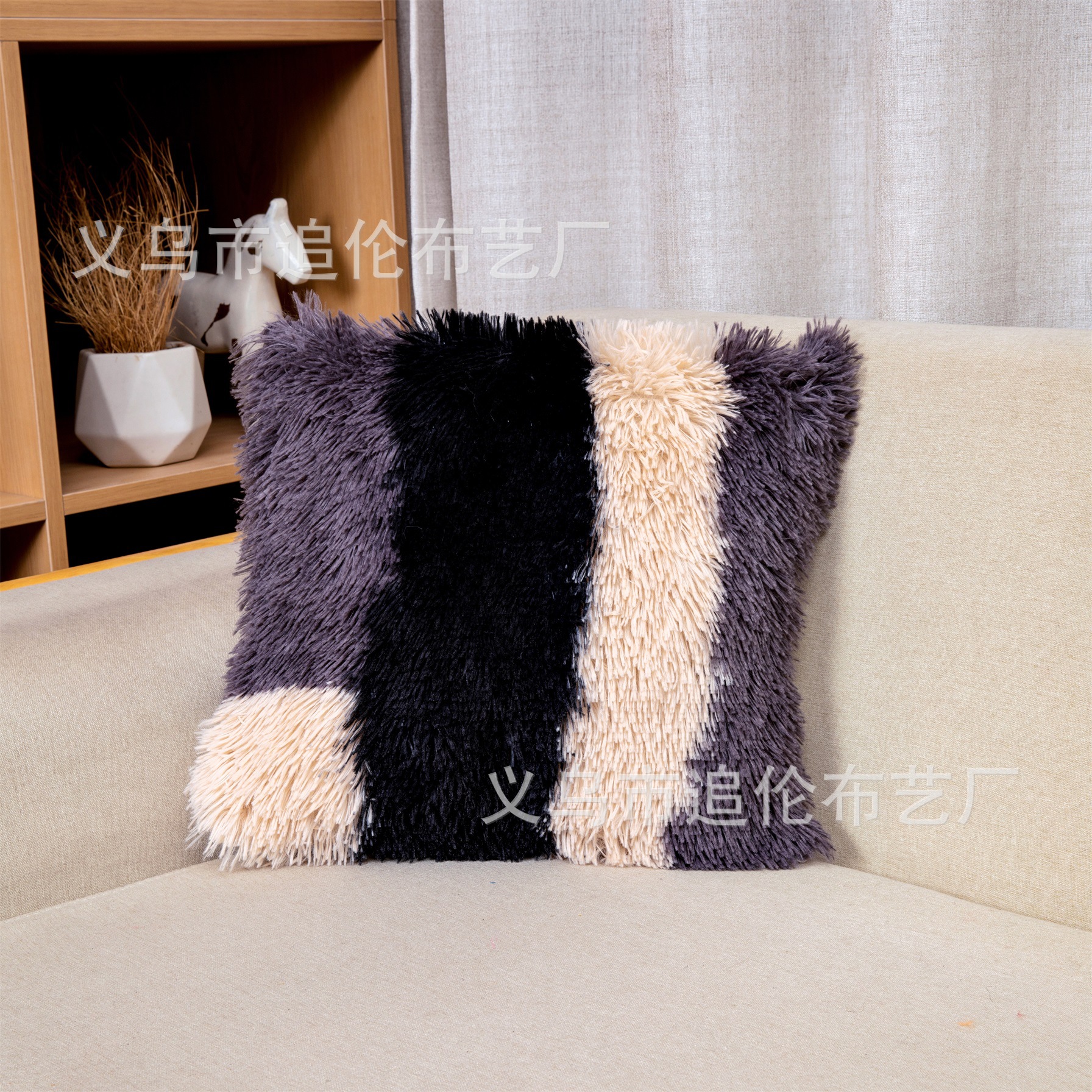 短毛抱枕套几何图案蓬松舒服沙发靠垫套便宜新款详情7