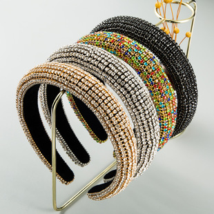 French retro, light luxury, heavy craftsmanship hair bands, high-end feel, rhinestone wide headbands, elegant hair accessories for balls, wholesale and export pic 7