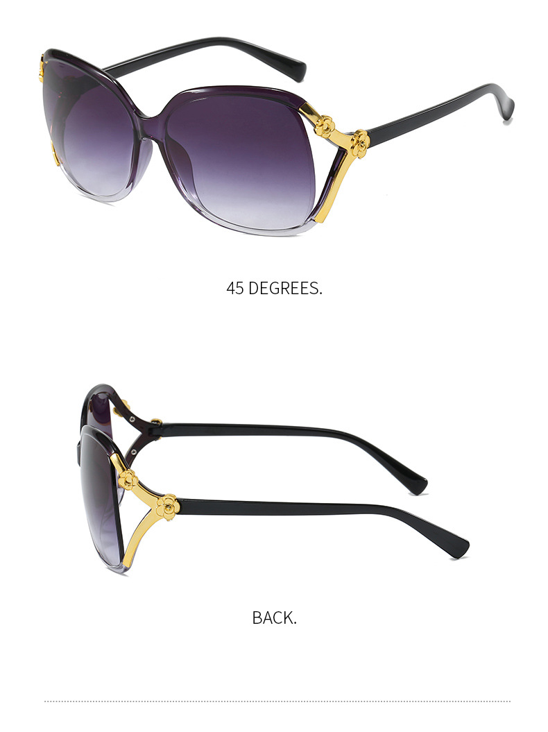 Wholesale of classic large-frame sunglasses for women with fox heads, fashionable camellia sunglasses for middle-aged and elderly people pic 10