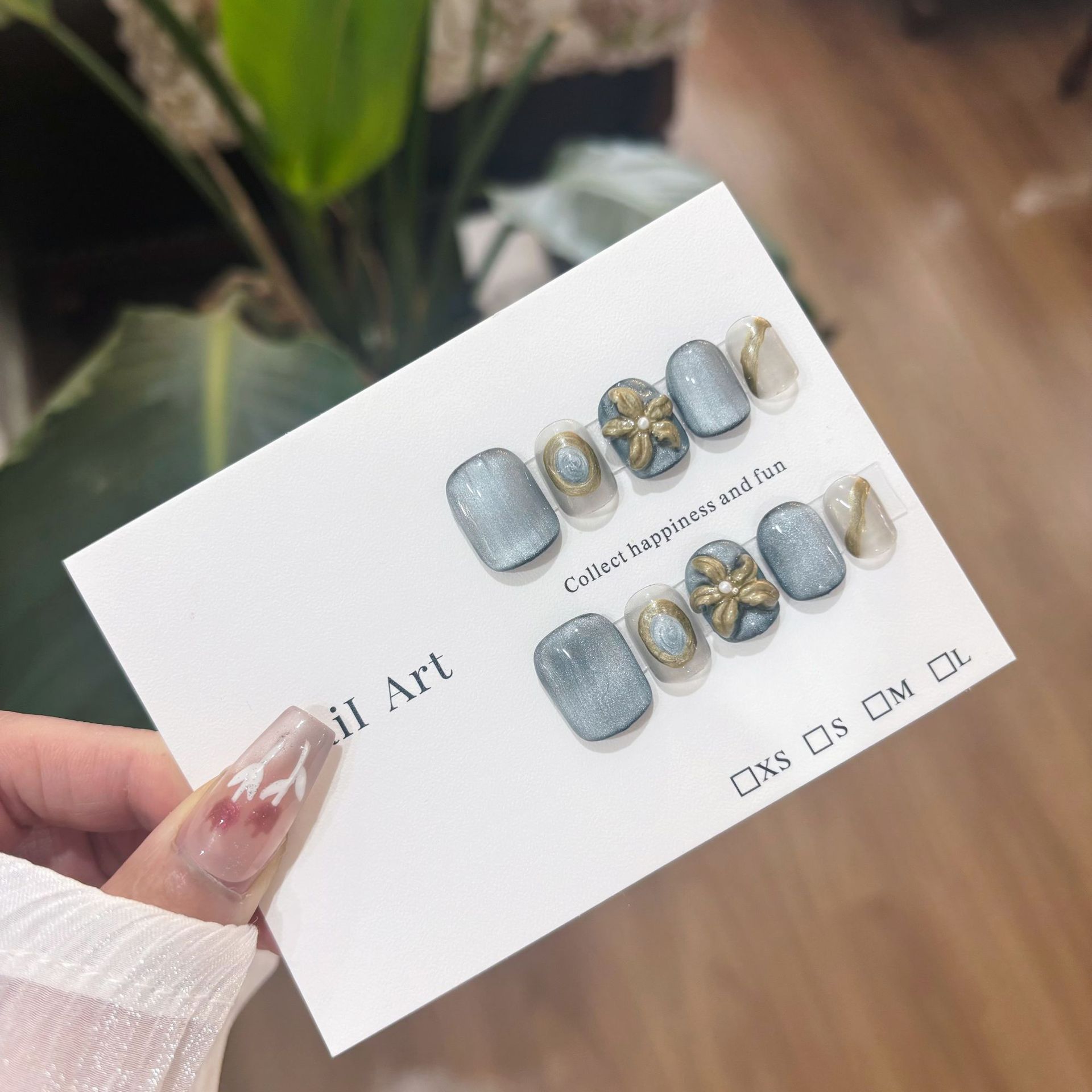 Jx春季清新新款穿戴甲片高级感纯手工制作美甲贴海洋密语粉桃芝士详情14