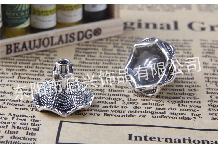 DIY jewelry accessories wholesale, retro alloy bottom drag horn, flower-shaped flower stand, special metal accessories for tassels pic 3