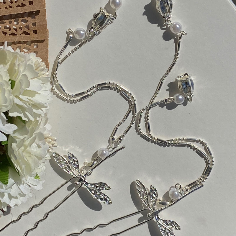 Alloy dragonfly small hairpin diy ancient-style jewelry hairpin Hanfu versatile U-hairpin classical hair accessory headwear step crank material pic 5