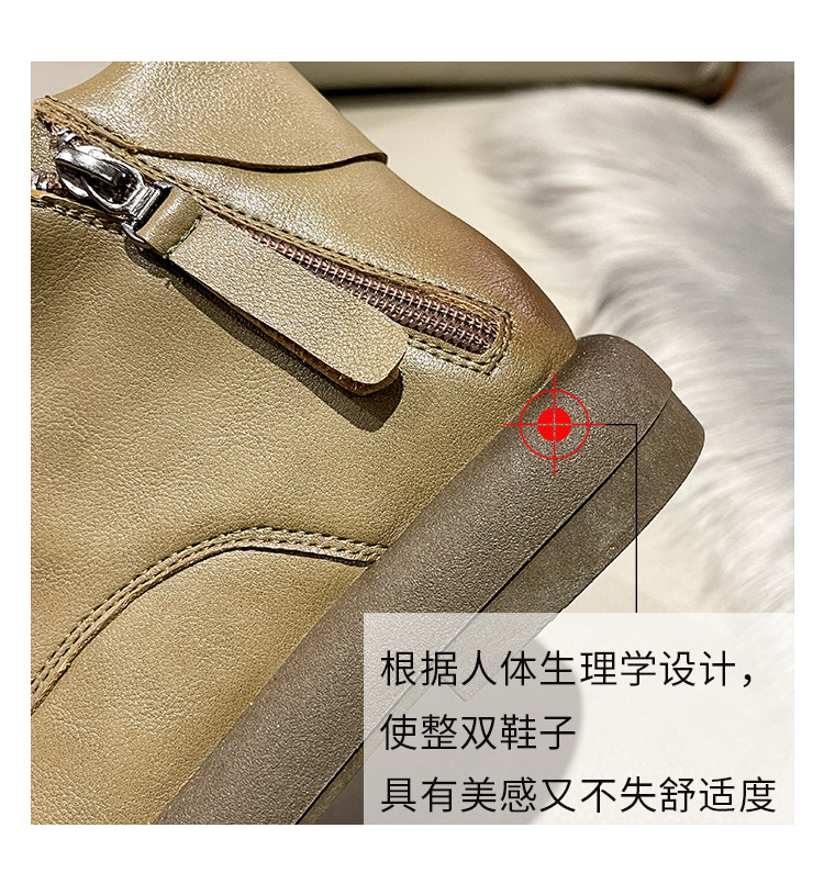 2023水洗复古真软皮马丁靴女 平底韩版双侧拉链女式皮靴子休闲女详情18