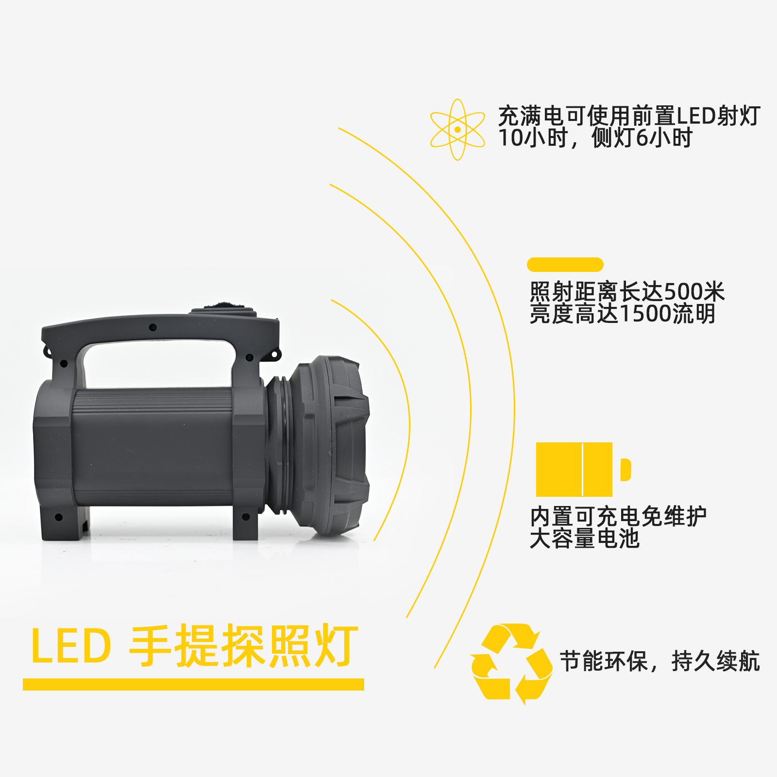 High-intensity LED searchlights, outdoor emergency camping portable lights, household work rechargeable flashlights, factory wholesale pic 3