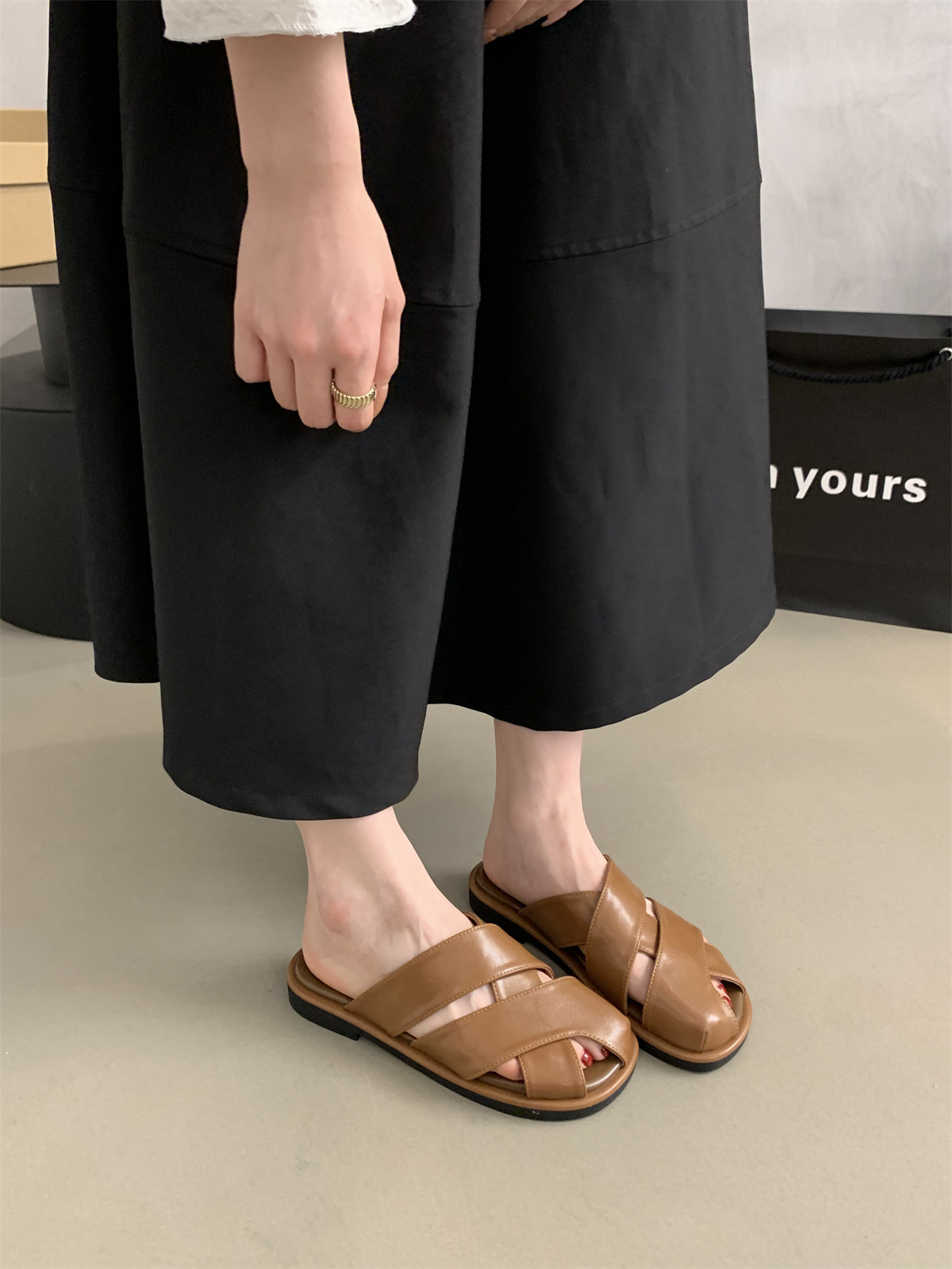 女士包头半拖鞋女夏外穿新款仙女风海边度假沙滩平底法式罗马凉拖详情12