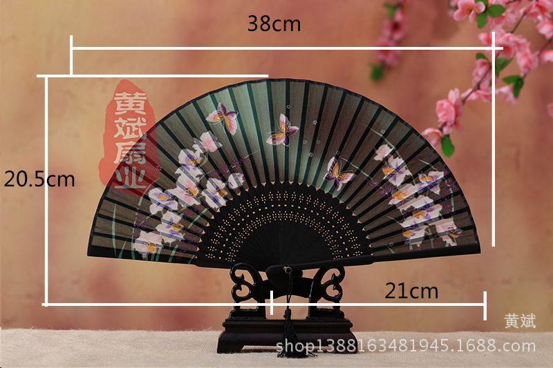 古风古典礼品真丝竹扇子日式和风扇樱花扇 折扇批发 舞蹈道具扇详情2