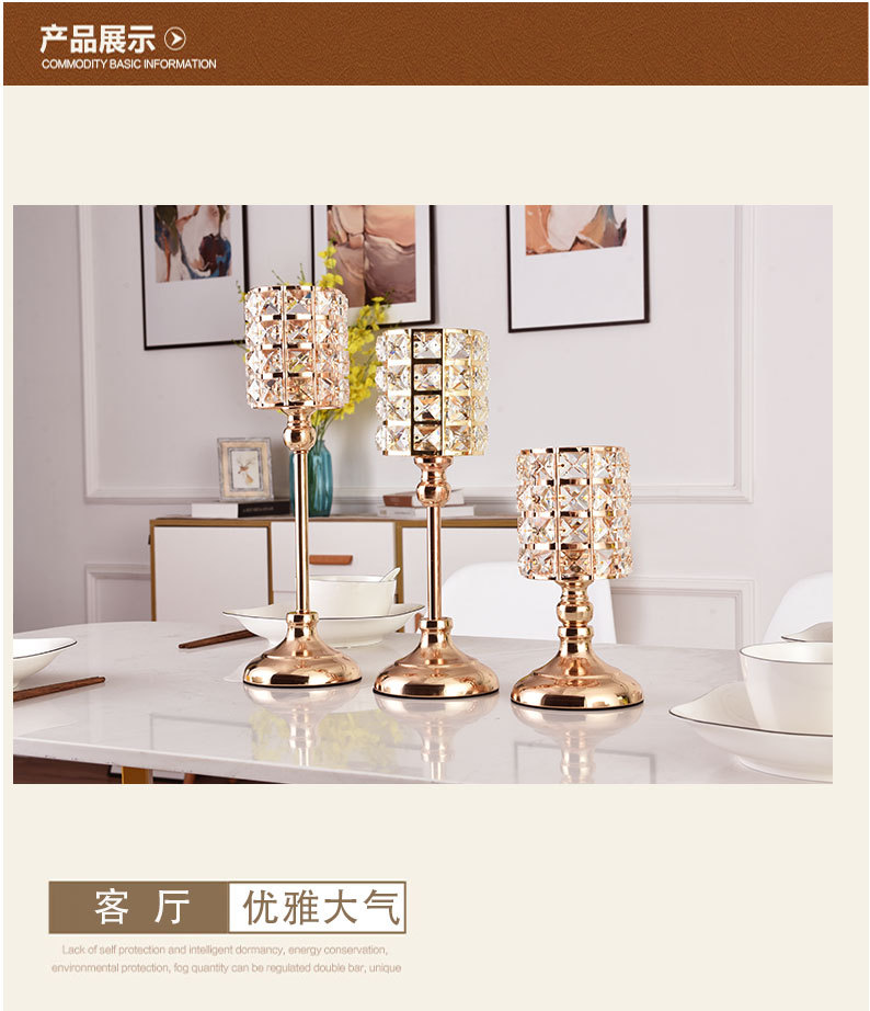European-style golden crystal candlesticks, cross-border home decoration ornaments, ironwork candlesticks, wedding and candlelight dinner props pic 25