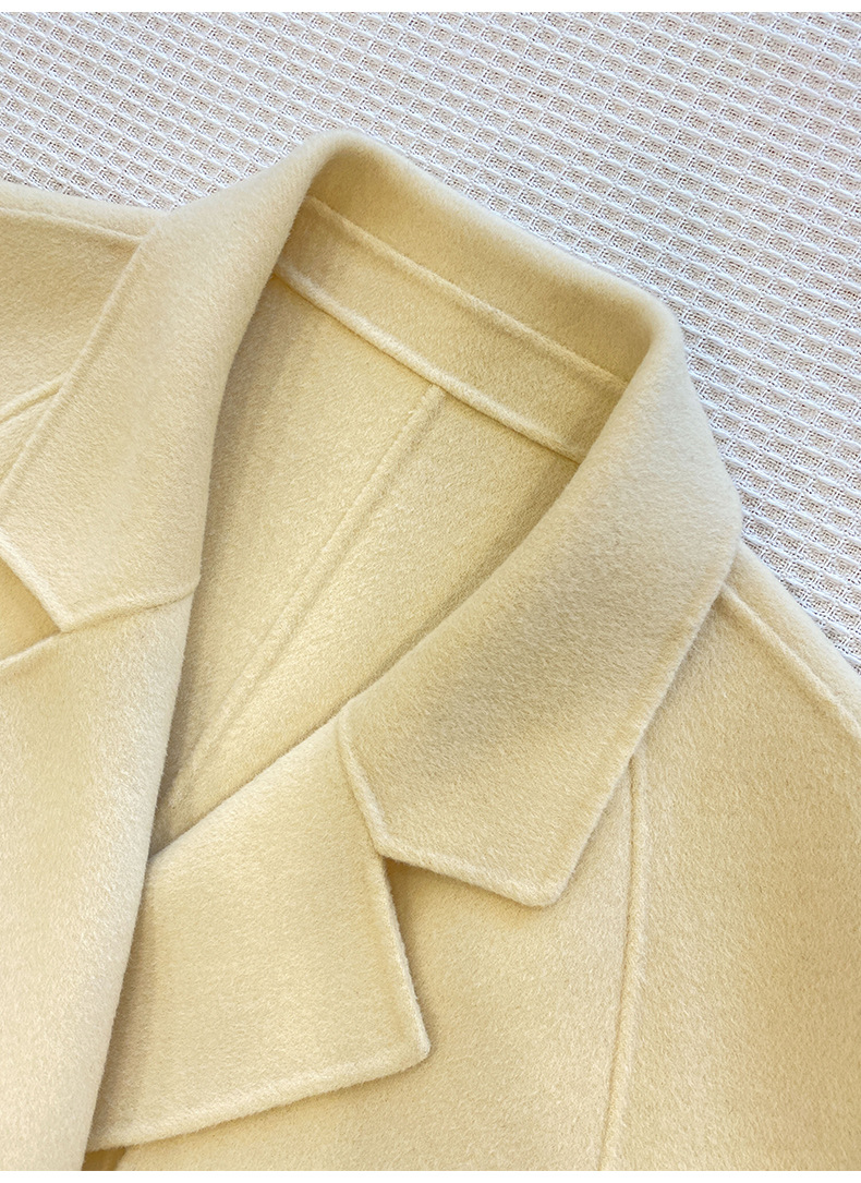 Q469 Dongdaemun Double-sided Cashmere Coat Korean version Autumn and Winter New Style Wool Tie suit collar woolen coat for women pic 54