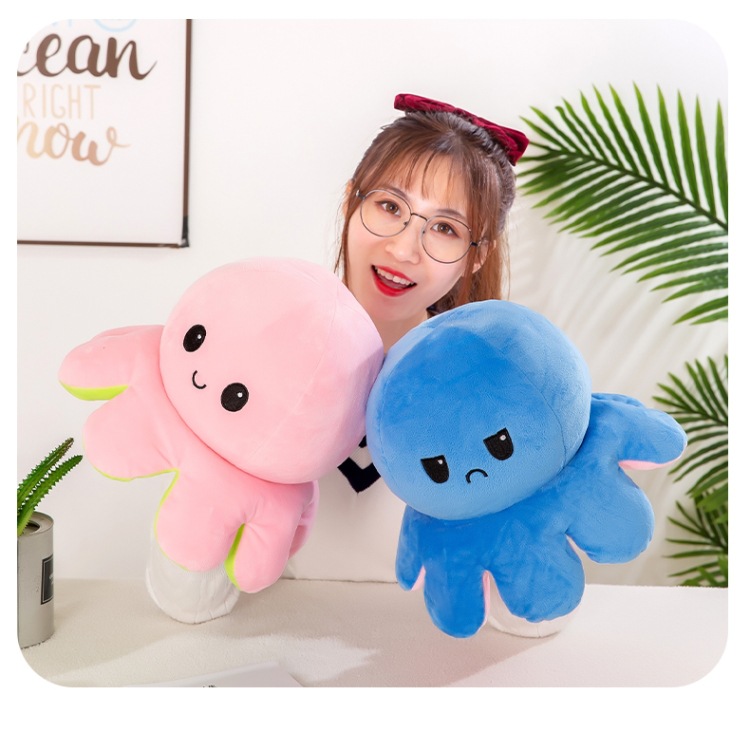 跨境翻转章鱼娃娃翻面章鱼八爪鱼毛绒玩具双面翻转玩偶可逆章鱼详情6