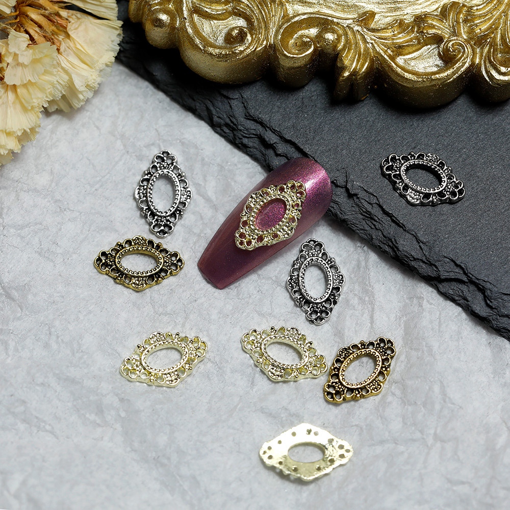 shanilak Kloxin nail art rhinestone jewelry, retro aged photo frame, alloy, Japanese and Korean style, exquisite hollowed-out DIY nail decoration bestseller pic 5