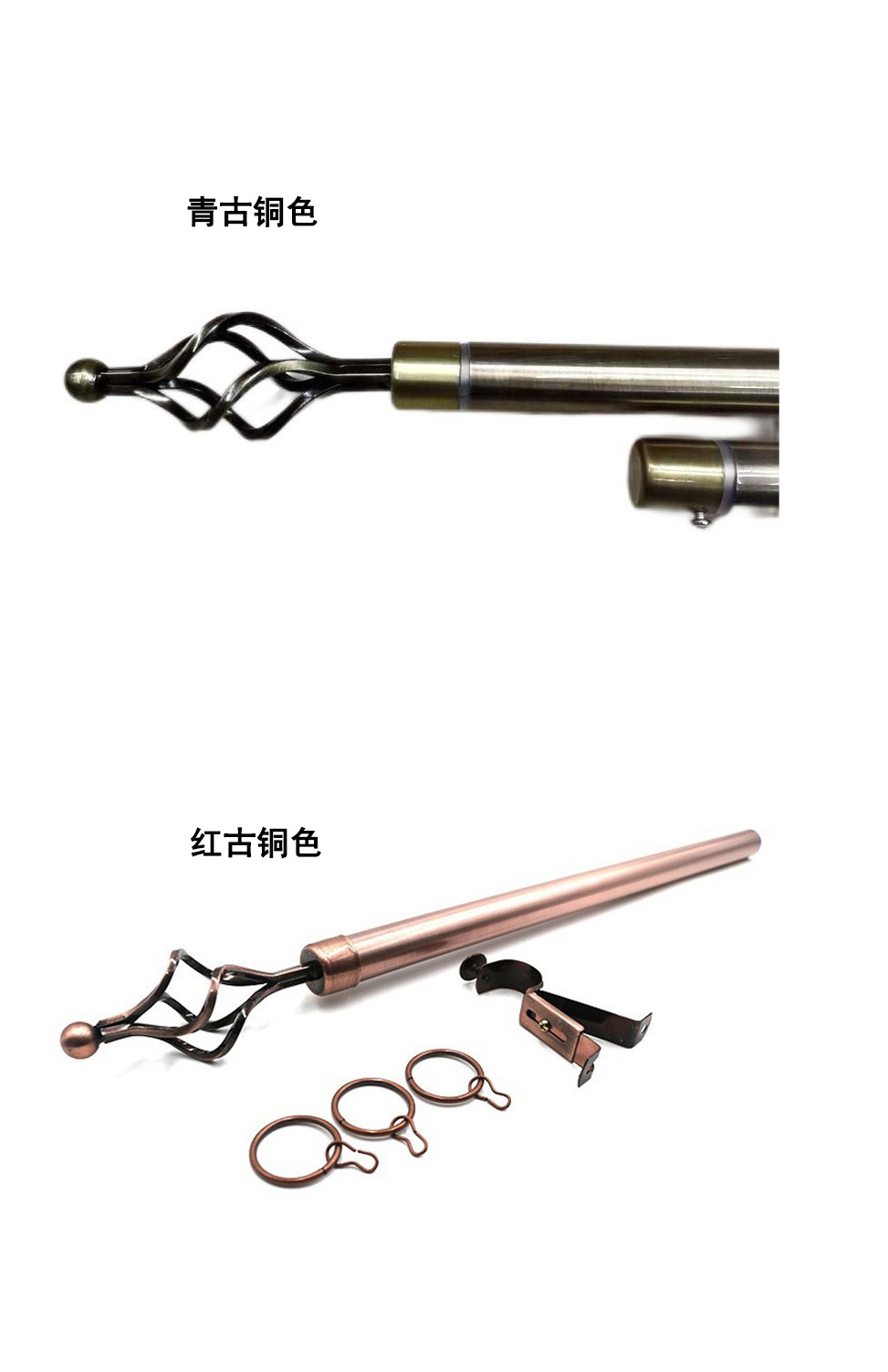 厂家直销外贸出口非洲南美中东金属麻花头伸缩窗帘杆罗马杆2m3m4m详情2