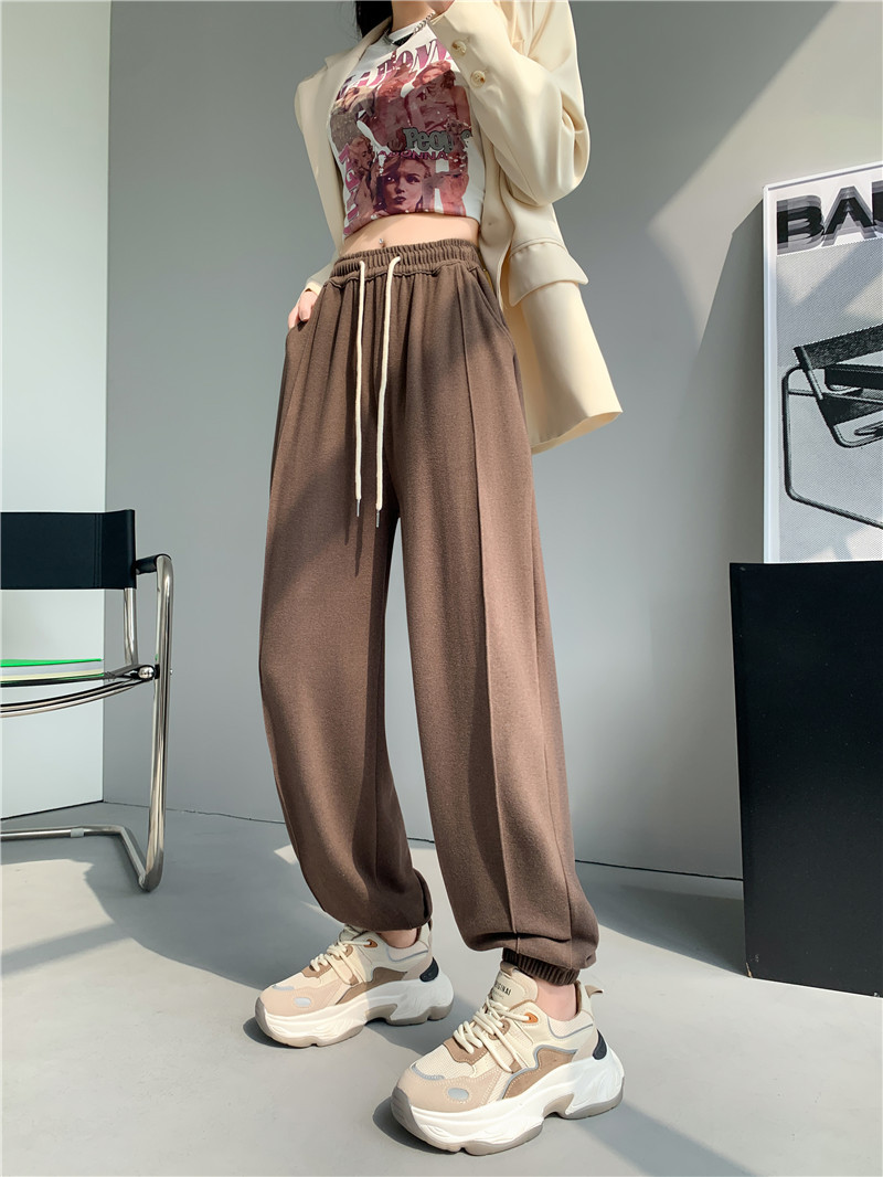 (Glutinous rice wide-leg pants) High-waisted, sagging, straight-leg wide-leg floor-length pants with a design sense, grey casual pants, trendy ins pic 31