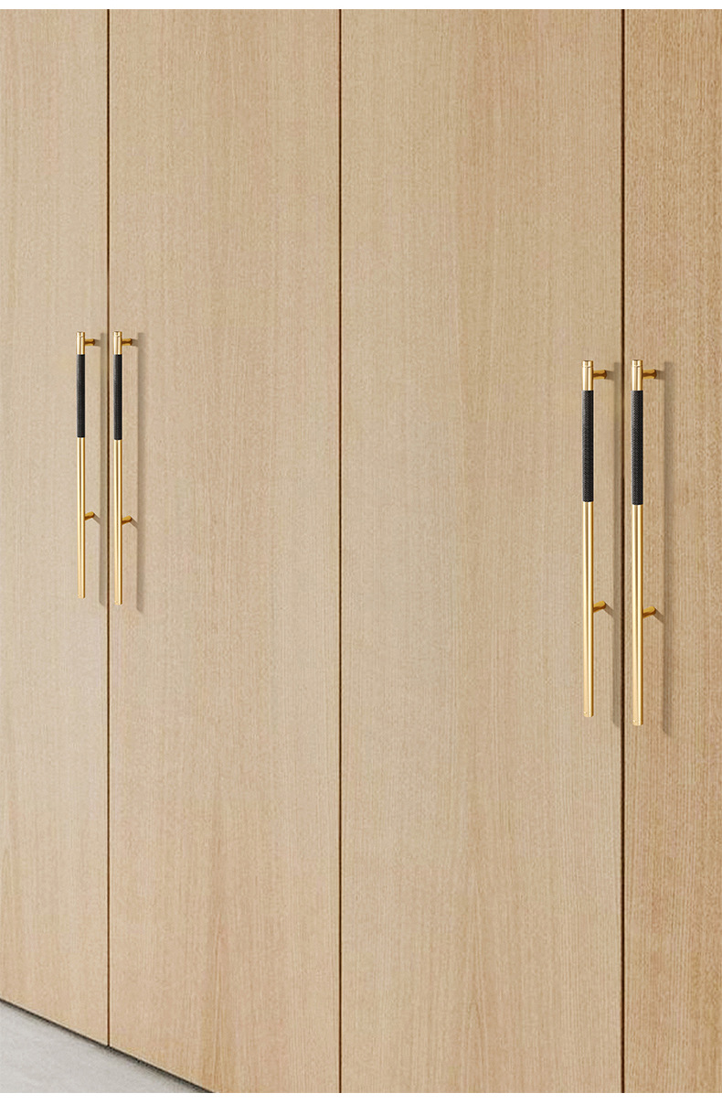 滚花拉手网纹铝型材厨衣柜金黑防滑简约鞋柜拼接双色圆棒家具把手详情11