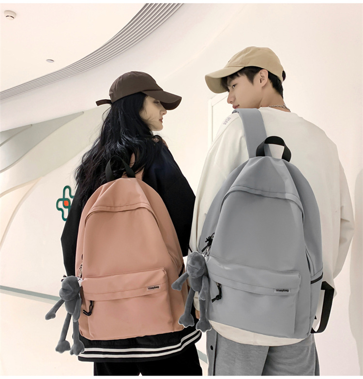 A large-capacity, ins, trendy and cool, canvas, simple grey backpack for boys in junior high school, senior high school and college pic 26