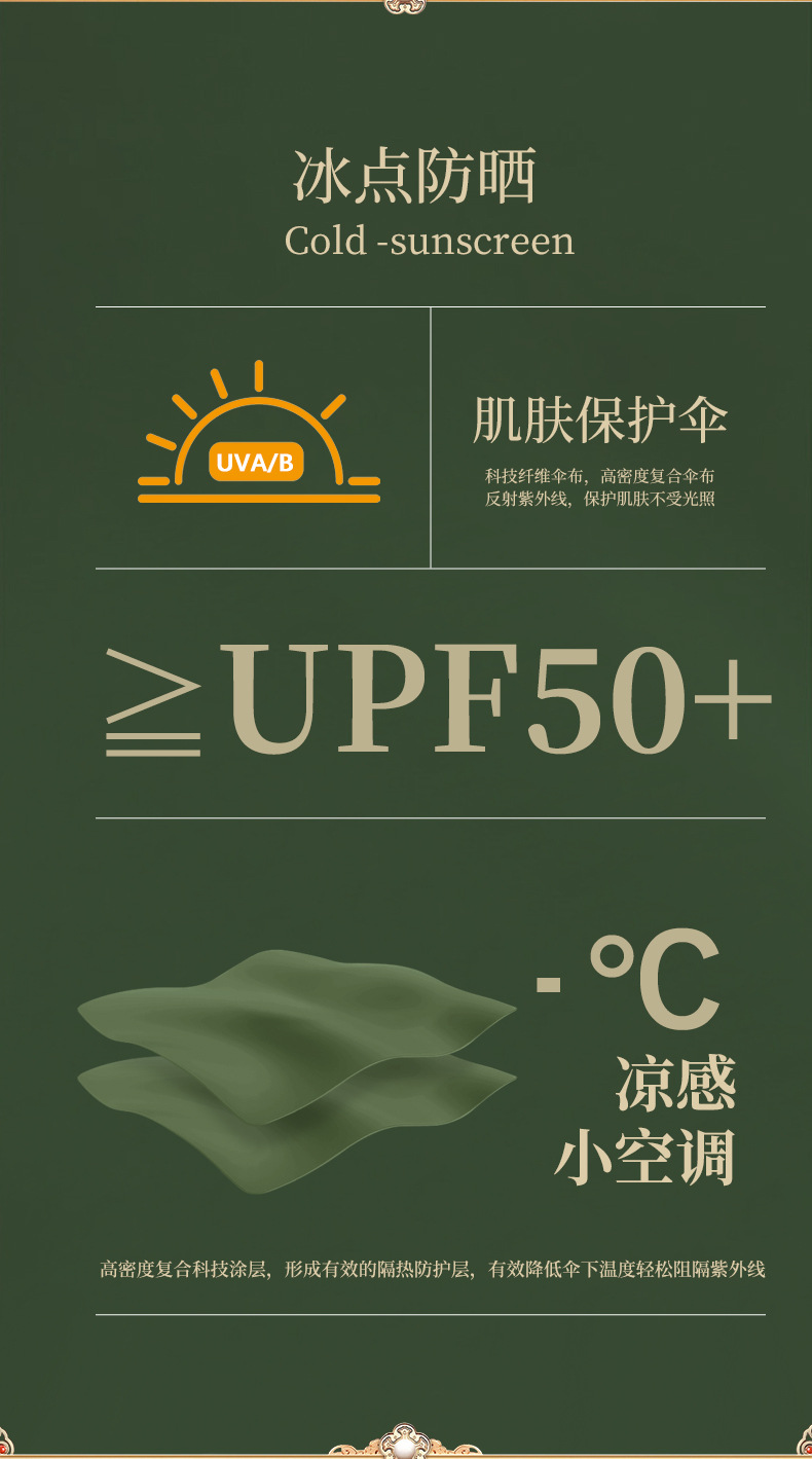 三折16骨雨伞手开晴雨伞实木手柄遮阳伞彩胶防晒太阳伞详情7