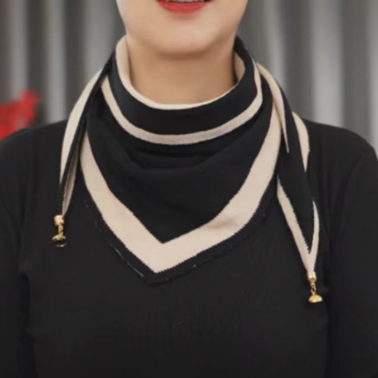 秋冬季新款仿羊绒磁扣针织双色三角巾女保暖洋气时尚百搭护颈围巾详情6
