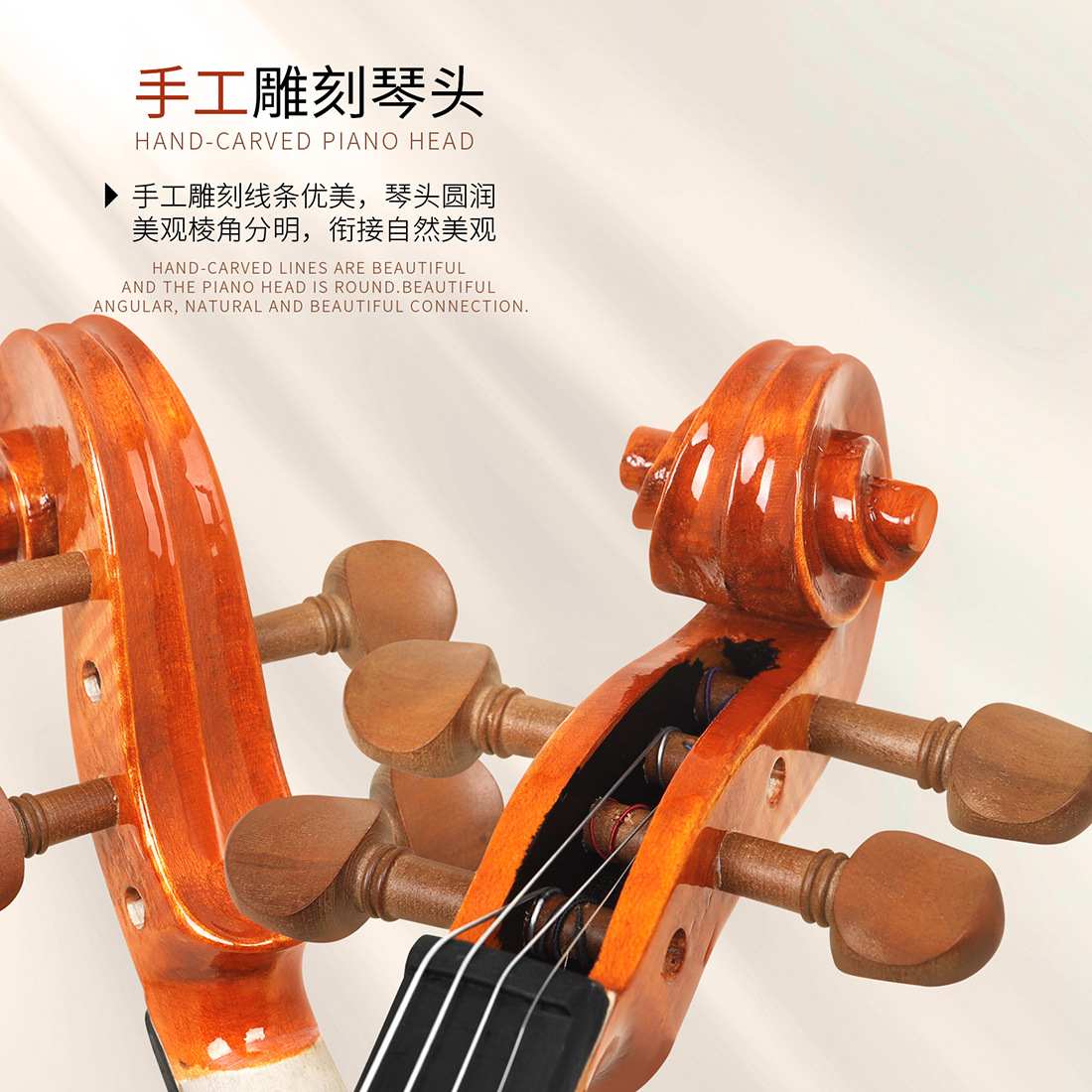 Wholesale handmade maple violin AV-609 natural tiger-patterned jujube wood violin for children and adults 4/4 popular violin pic 6