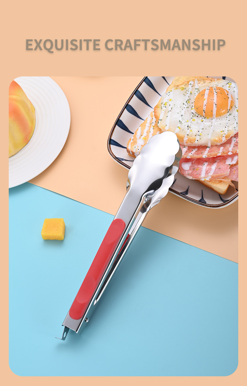 不锈钢食品夹菜夹子厨房家用烤肉夹麻辣烫面包夹烧烤夹牛排食品夹详情4