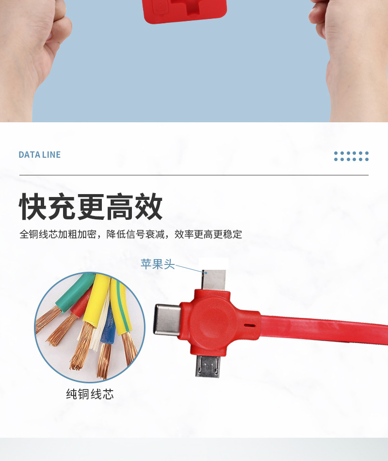 Macaron retractable storage stand, three-in-one charging cable, logo gift printing wholesale, one drag three data cable pic 32