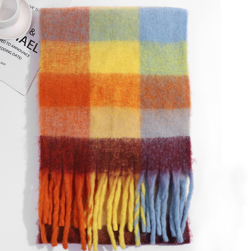 圈圈纱彩色AC格子围巾女冬季加厚保暖仿马海毛粗须仿羊绒披肩外贸详情41