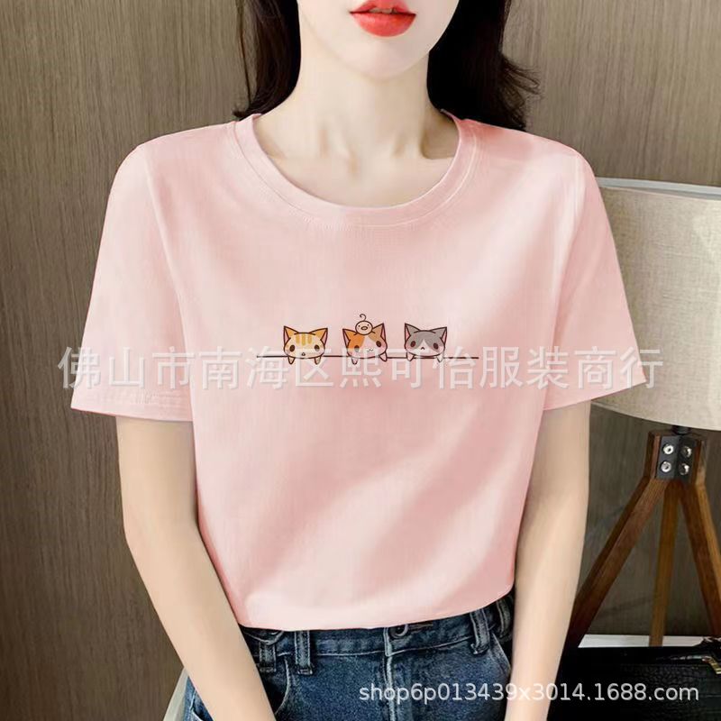 Cheap street stall clothing wholesale, summer short-sleeved T-shirts for women, cotton letter printed Korean version, Instagram trend pic 15