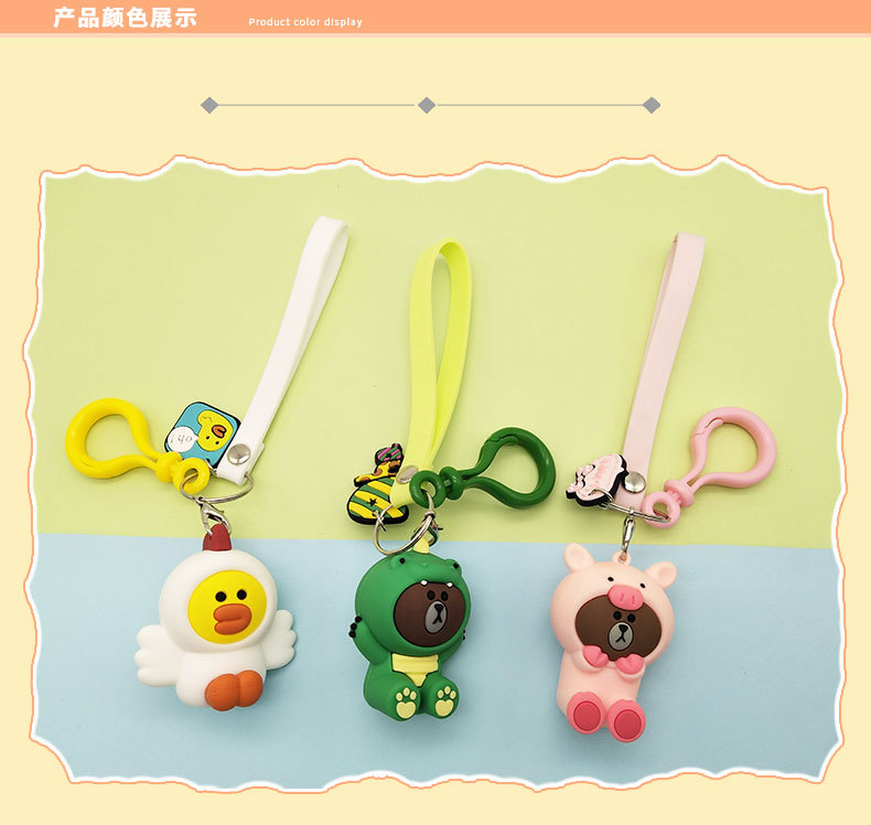 Cartoon jungle Bear series keychains, cute Korean Instagram car key chains, creative bag pendants pic 2