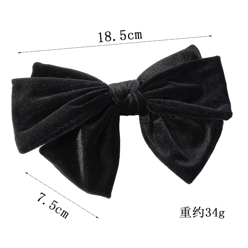 Korean retro autumn and winter hair clips, back of the head spring clip top clip, fashionable and elegant, trendy bow velvet headwear pic 2