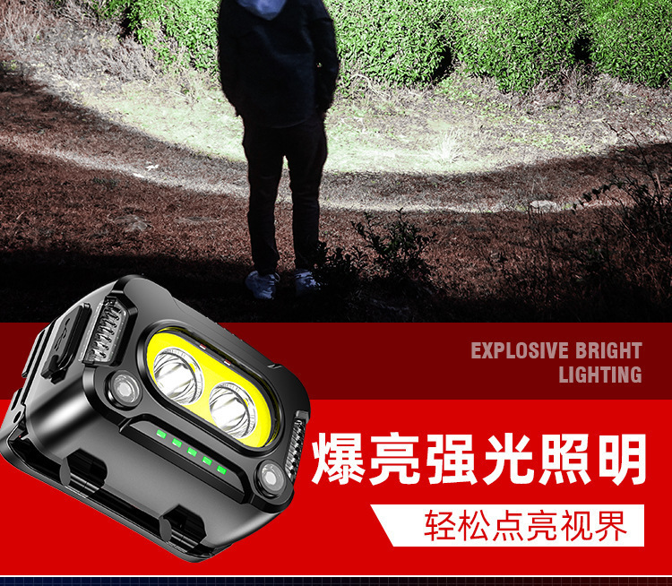 The induction headlamp is highly charged with strong light, providing ultra-bright night fishing. It is a long-lasting head-mounted lighting flashlight with red light pic 10