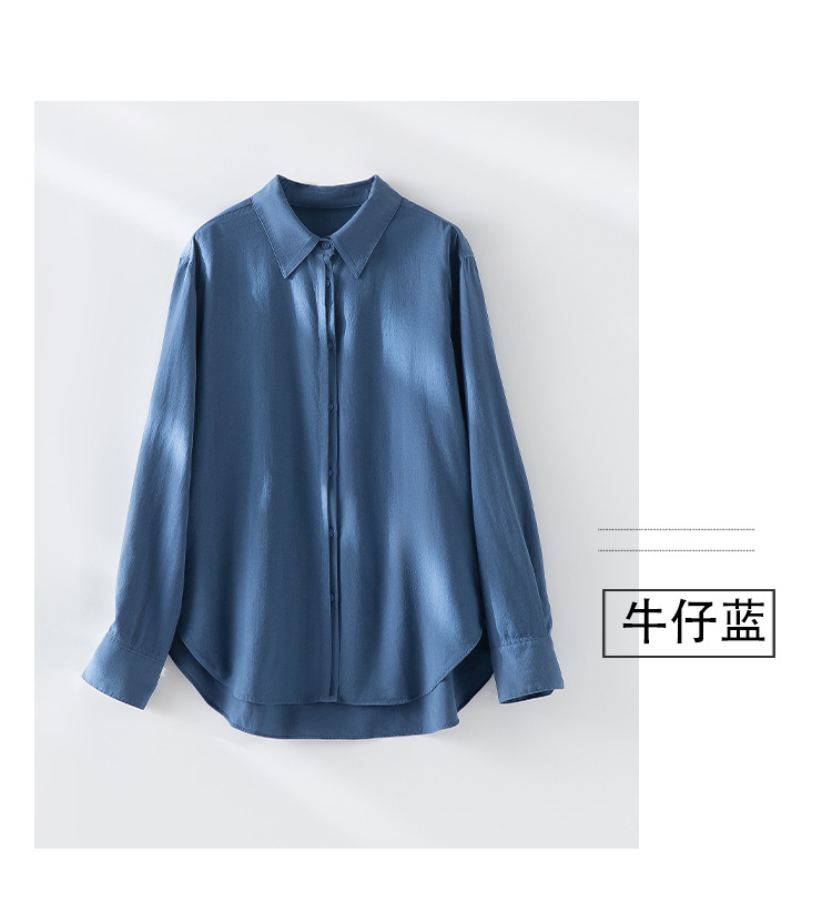 现货春季新款亚麻翻领长袖衬衫气质时尚宽松上衣休闲百搭衬衣女装详情15