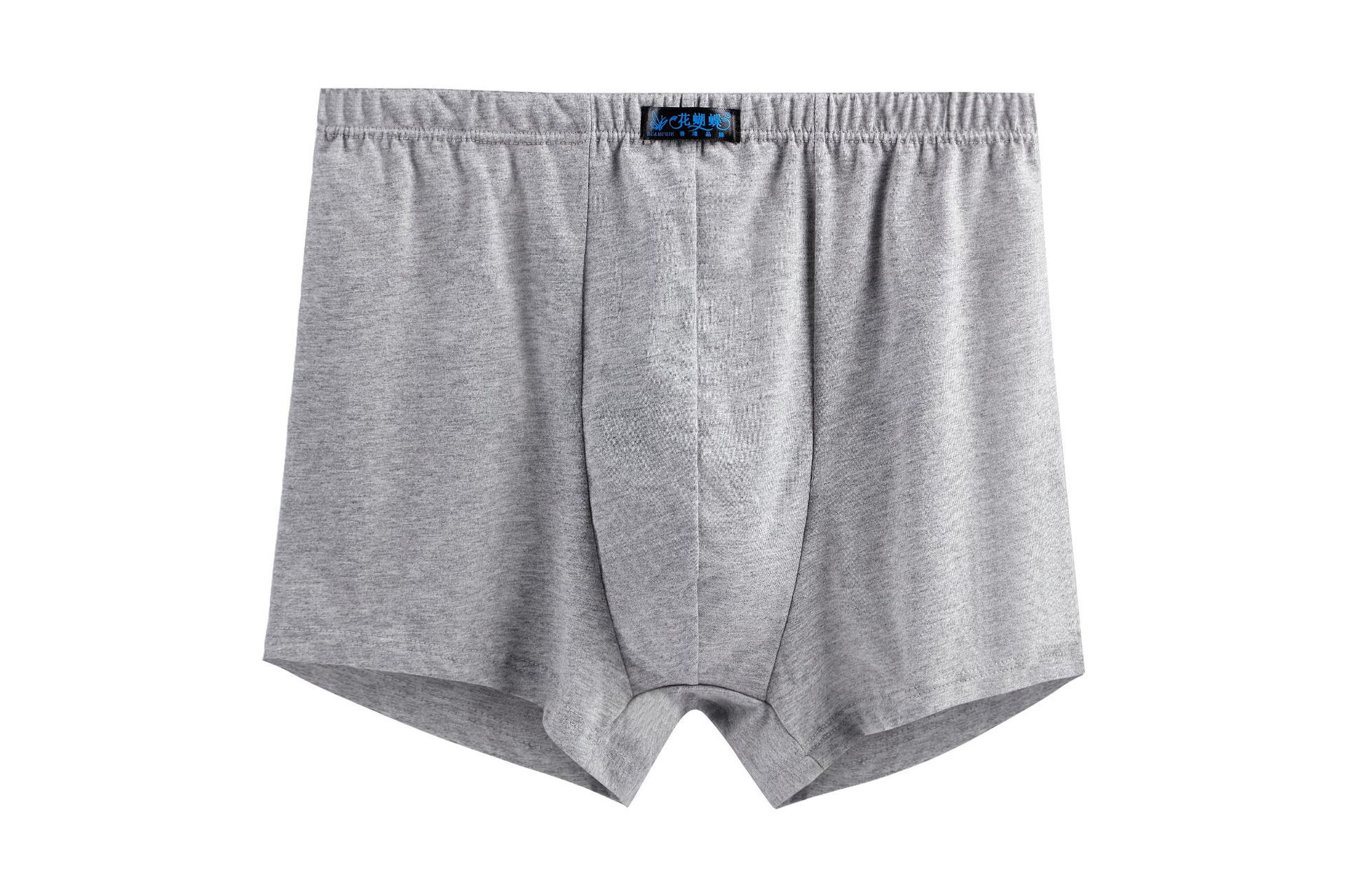 工厂批发花蝴蝶品牌纯棉中腰中老年人男士纯色平角大码内裤夏季裤详情9