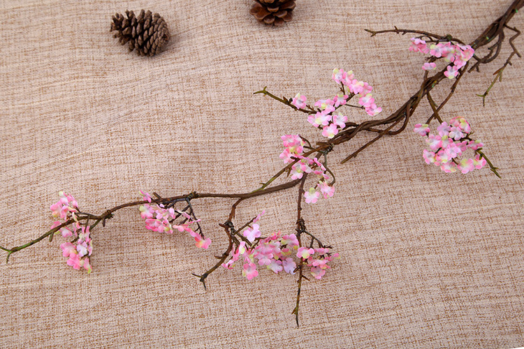 Zen-themed faux cherry blossom vine branches for home decoration, realistic small floral dry branches, tea room artificial flower ornaments, and simple flower arrangements pic 13