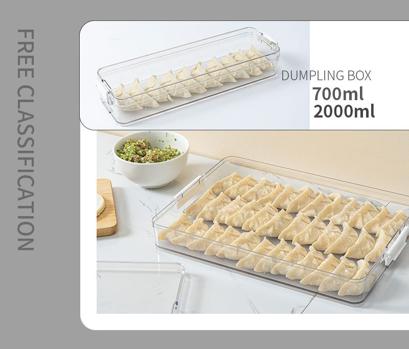 带盖可叠加冰箱收纳盒饺子盒家用速冻水饺盒馄饨专用鸡蛋保鲜盒子详情4