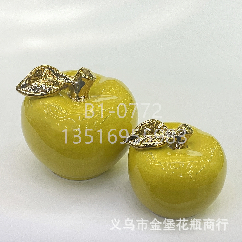 Apple gift ornaments, colored glaze ceramic fruit, red and white apple craft display set, pear decoration, office and home accessories, factory wholesale pic 14