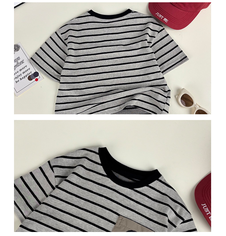 儿童短袖2025夏季新款童装男童韩版条纹卡通刺绣T恤宝宝百搭上衣详情5