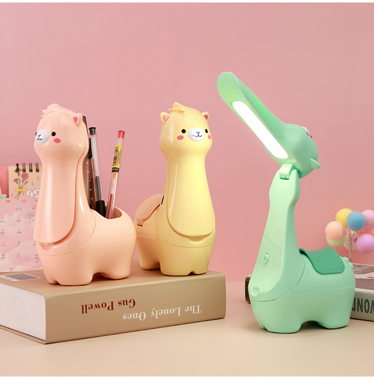 Cute alpaca desk lamp, small folding pen holder desk lamp, 2-in-1 USB rechargeable LED cartoon lighting lamp pic 14