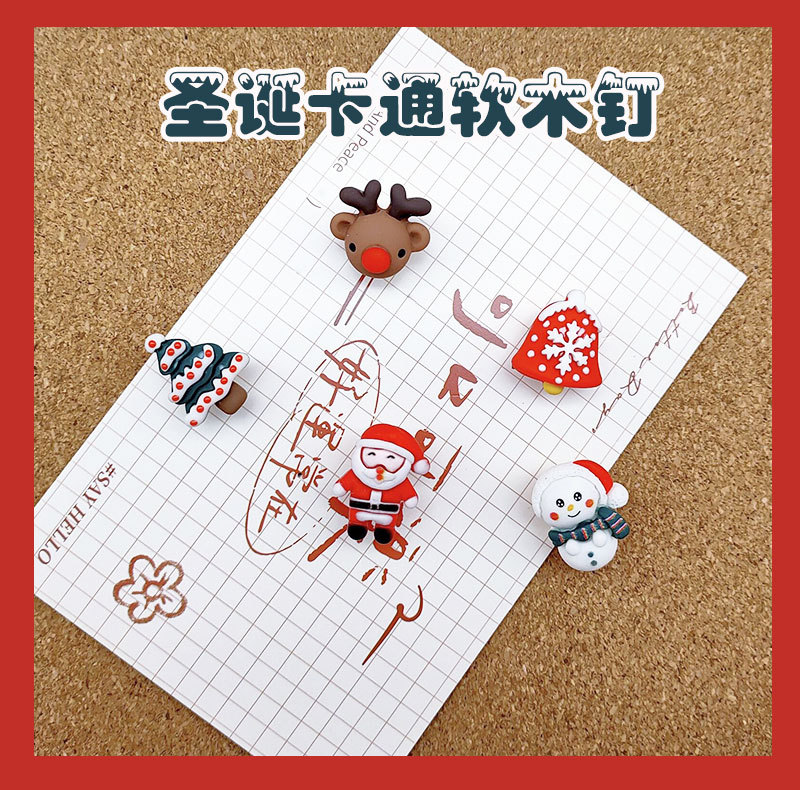 Creative Santa Claus cork nails, ins cute cartoon reindeer picture nails, decorative photo wall nails, message board nails pic 1