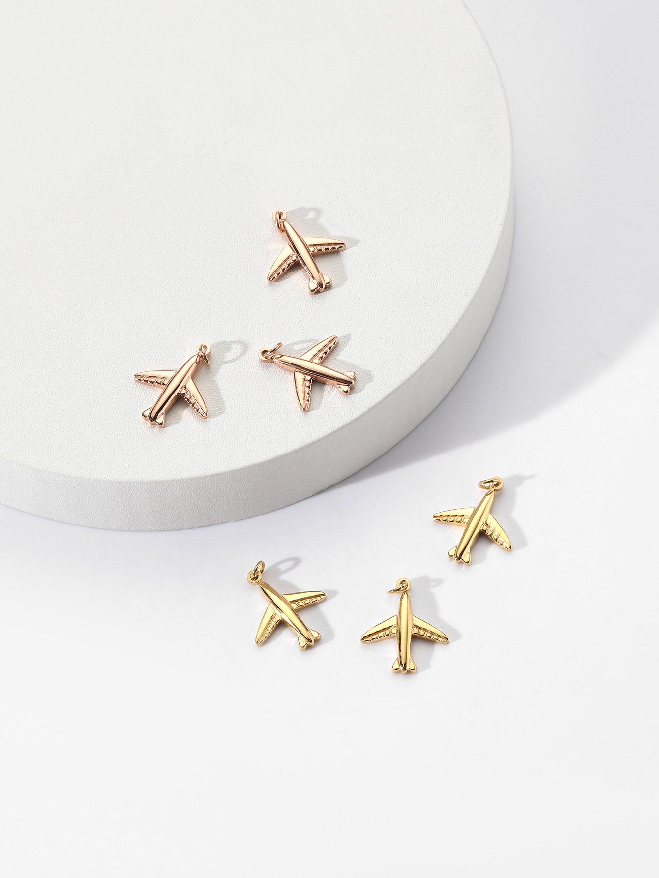 Gold-plated airplane stainless steel rose gold cute cartoon version pendant diy handmade jewelry bracelet necklace earrings matching pic 6