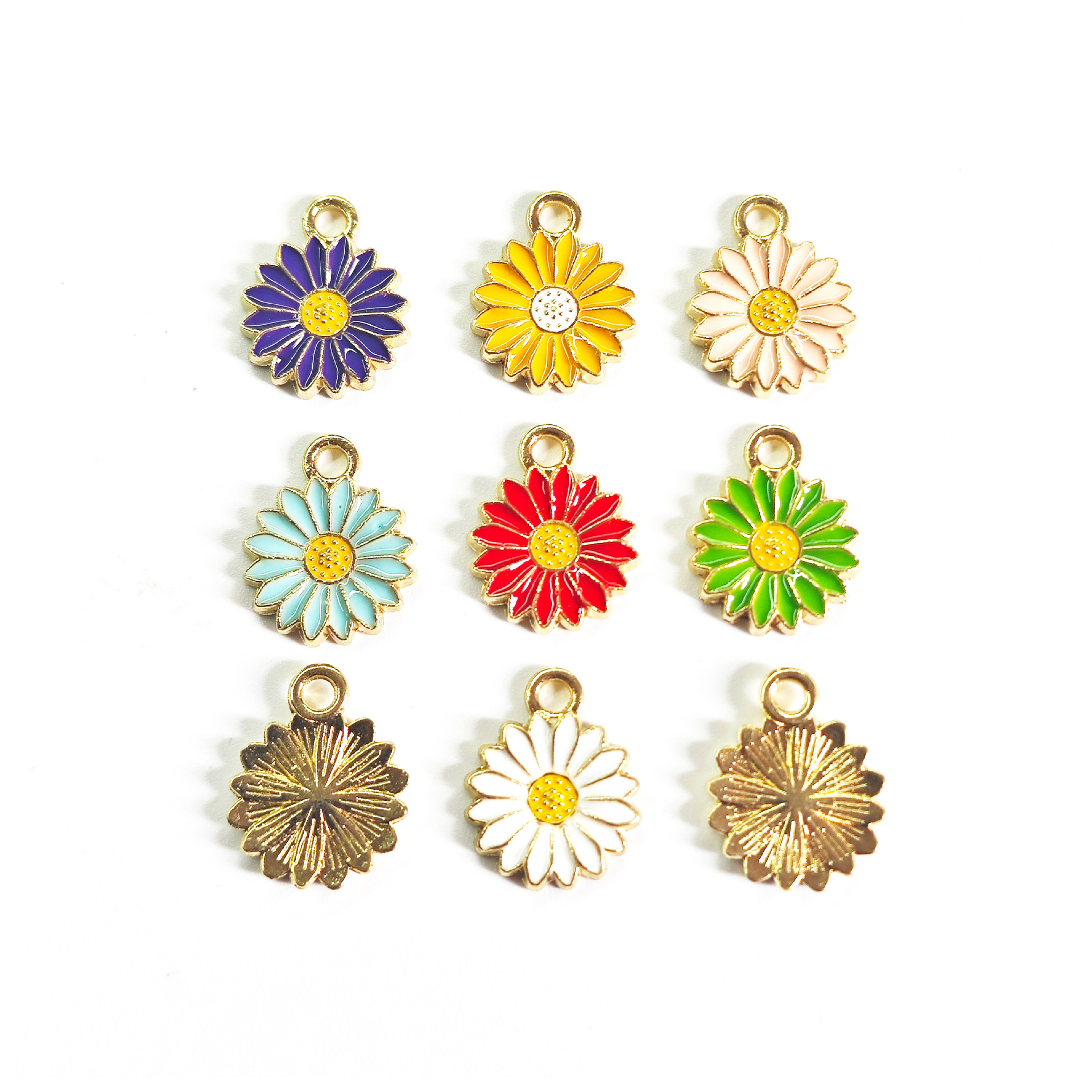 Alloy oil drip accessories, flower daisies, five-petal flowers, diy handcrafted jewelry accessories, earrings, pendants, necklaces, keychains pic 8