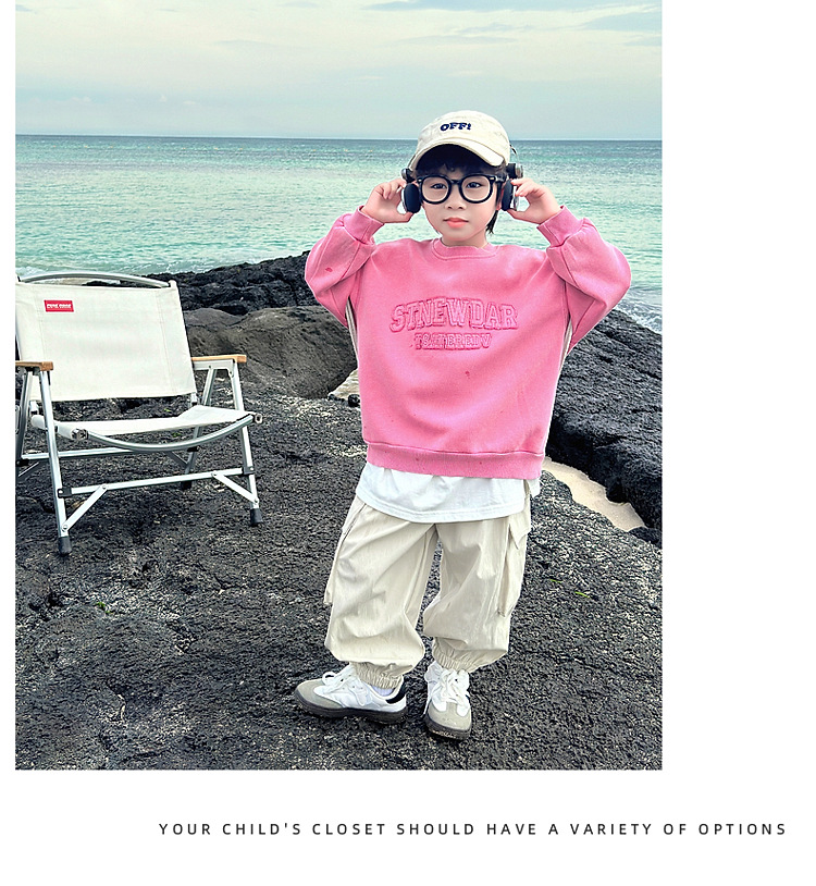 男童卫衣秋装2024新款儿童春秋款粉色长袖上衣男孩秋季宽松帅气潮详情17