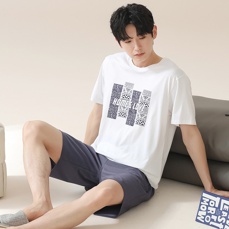 【凉感】拉架棉睡衣男士夏季短袖短裤家居服男款薄款纯棉套装详情3