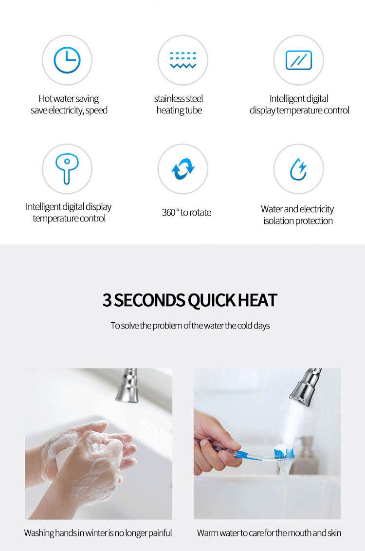 Electric hot water faucet, kitchen instant heating water heater, quick heating and cooling dual-purpose factory direct sales pic 34