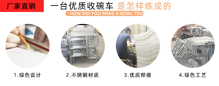 Thickened restaurant bowl collection cart, food collection cart, hotel, fast food restaurant, canteen, stainless steel hand-pushed food removal plate collection cart, stainless steel material, sturdy and durable, suitable for various occasions, hotel, snack bar, hot pot restaurant pic 2