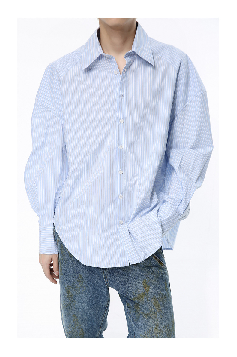 MTLCLOTHES men's Wear - New Spring 2024 collection: Japanese-style fresh school style striped cardigan long-sleeved shirt pic 15