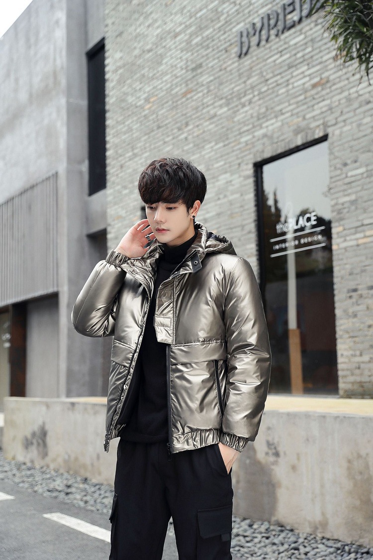 Shiny down jackets for men and women, short Korean-style slimming and thickening, warm, casual and fashionable couple coats, white duck down pic 19