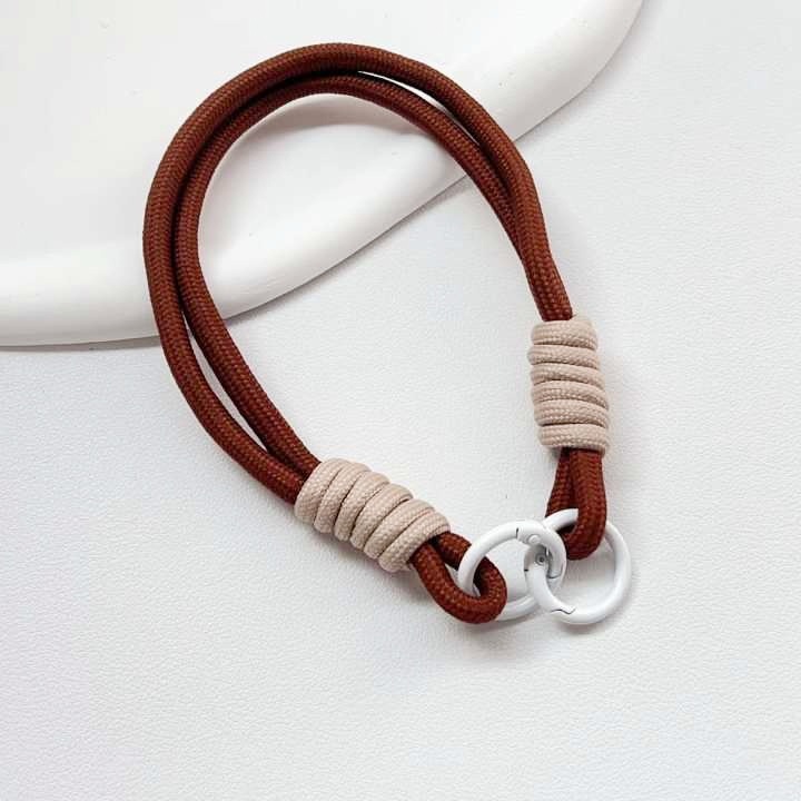 简约ins拼色编织绳短款手机挂绳ccd相机挂件手提挂饰男女腕带双扣详情8