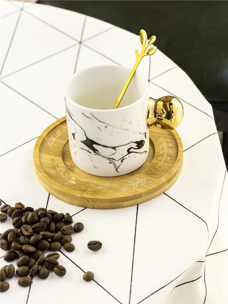 新款水墨画陶瓷杯杯勺套装创意家用喝水水杯马克杯礼物批发详情8
