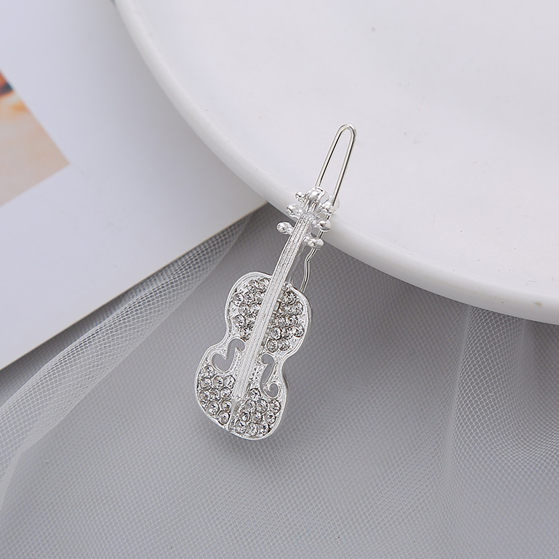 韩国时尚水钻金属小提琴发夹简约刘海碎发夹子少女气质一字夹边夹详情6